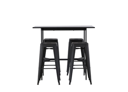 Venture Home Tempe & Rax Barstolar 4-pack Svart + Barbord 120 x 60 Svart