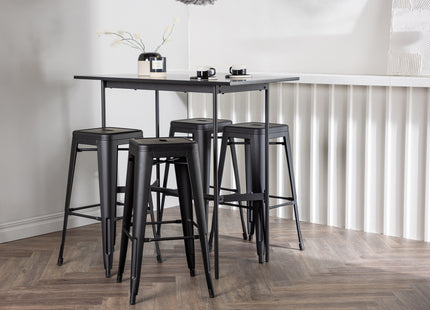 Venture Home Tempe & Rax Barstolar 4-pack Svart + Barbord 120 x 60 Svart