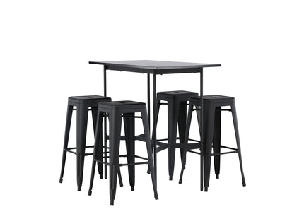 Venture Home Tempe & Rax Barstolar 4-pack Svart + Barbord 120 x 60 Svart