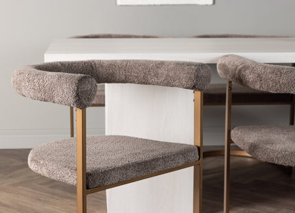 Venture Home Morning & Olga Matstolar 2-pack Brun + Rektangulära Matbord 200 x 90 Vit