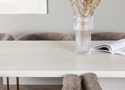 Venture Home Morning & Olga Matstolar 2-pack Brun + Rektangulära Matbord 200 x 90 Vit