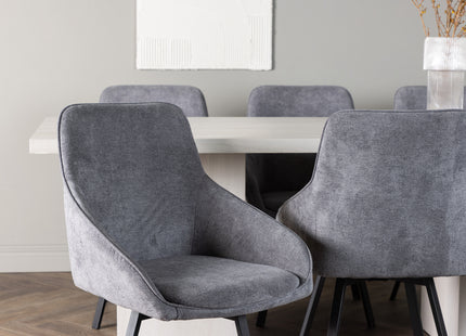 Venture Home Rosie & Olga Matstolar 2-pack Grå + Rektangulära Matbord 200 x 90 Vit