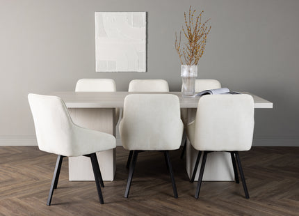 Venture Home Rosie & Olga Matstolar 2-pack Beige + Rektangulära Matbord 200 x 90 Vit