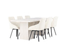 Venture Home Rosie & Olga Matstolar 2-pack Beige + Rektangulära Matbord 200 x 90 Vit