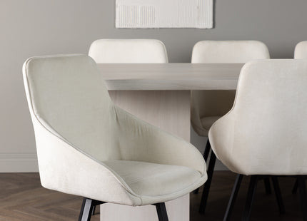 Venture Home Rosie & Olga Matstolar 2-pack Beige + Rektangulära Matbord 200 x 90 Vit