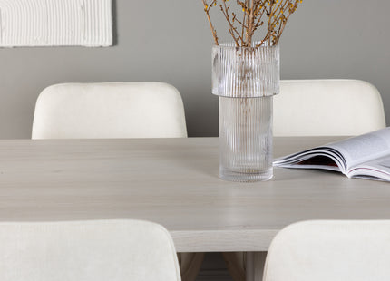 Venture Home Rosie & Olga Matstolar 2-pack Beige + Rektangulära Matbord 200 x 90 Vit