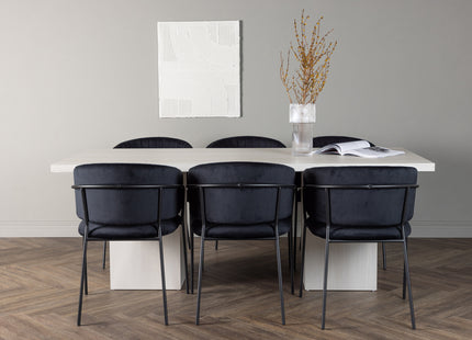 Venture Home Selma & Olga Matstolar 2-pack Svart + Rektangulära Matbord 200 x 90 Vit