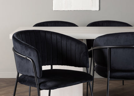 Venture Home Selma & Olga Matstolar 2-pack Svart + Rektangulära Matbord 200 x 90 Vit