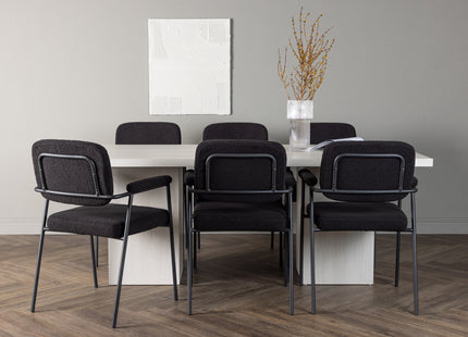 Venture Home Yesterday & Olga Matstolar 2-pack Svart + Rektangulära Matbord 200 x 90 Vit