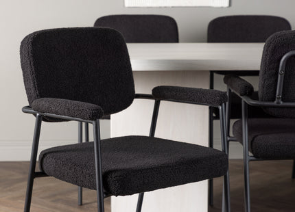Venture Home Yesterday & Olga Matstolar 2-pack Svart + Rektangulära Matbord 200 x 90 Vit