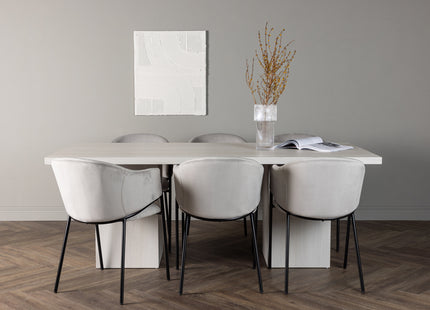 Venture Home Evelina & Olga Matstolar 2-pack Grå + Rektangulära Matbord 200 x 90 Vit