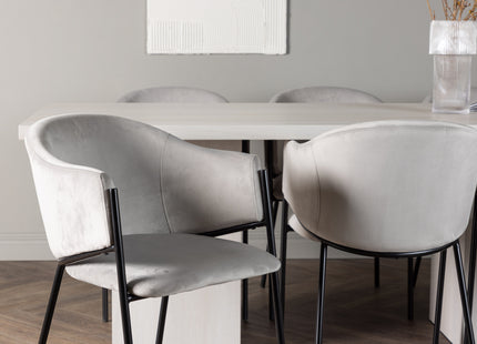 Venture Home Evelina & Olga Matstolar 2-pack Grå + Rektangulära Matbord 200 x 90 Vit