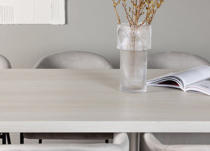 Venture Home Evelina & Olga Matstolar 2-pack Grå + Rektangulära Matbord 200 x 90 Vit