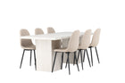 Venture Home Polar & Olga Matstolar 2-pack Beige + Rektangulära Matbord 200 x 90 Vit