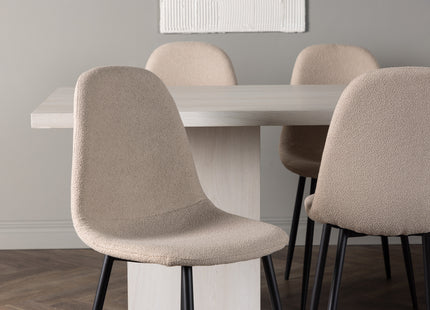 Venture Home Polar & Olga Matstolar 2-pack Beige + Rektangulära Matbord 200 x 90 Vit