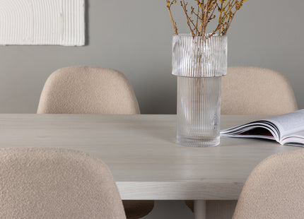 Venture Home Polar & Olga Matstolar 2-pack Beige + Rektangulära Matbord 200 x 90 Vit