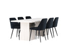 Venture Home Night & Olga Matstolar 2-pack Svart + Rektangulära Matbord 200 x 90 Vit