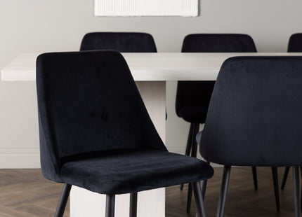 Venture Home Night & Olga Matstolar 2-pack Svart + Rektangulära Matbord 200 x 90 Vit