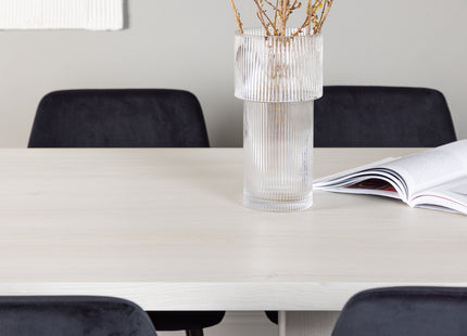 Venture Home Night & Olga Matstolar 2-pack Svart + Rektangulära Matbord 200 x 90 Vit