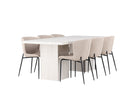 Venture Home Modesto & Olga Matstolar 2-pack Beige + Rektangulära Matbord 200 x 90 Vit