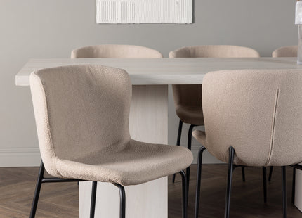 Venture Home Modesto & Olga Matstolar 2-pack Beige + Rektangulära Matbord 200 x 90 Vit