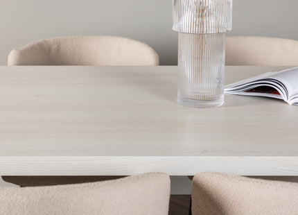 Venture Home Modesto & Olga Matstolar 2-pack Beige + Rektangulära Matbord 200 x 90 Vit