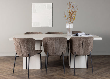 Venture Home Modesto & Olga Matstolar 2-pack Brun + Rektangulära Matbord 200 x 90 Vit