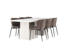 Venture Home Modesto & Olga Matstolar 2-pack Brun + Rektangulära Matbord 200 x 90 Vit