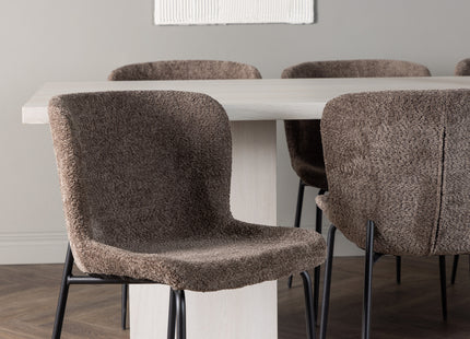 Venture Home Modesto & Olga Matstolar 2-pack Brun + Rektangulära Matbord 200 x 90 Vit