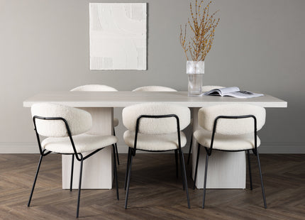 Venture Home Chico & Olga Matstolar 2-pack Vit + Rektangulära Matbord 200 x 90 Vit