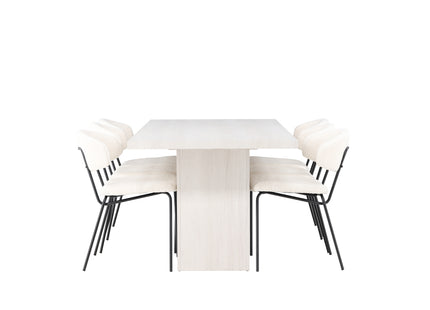Venture Home Chico & Olga Matstolar 2-pack Vit + Rektangulära Matbord 200 x 90 Vit