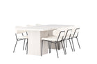 Venture Home Chico & Olga Matstolar 2-pack Vit + Rektangulära Matbord 200 x 90 Vit