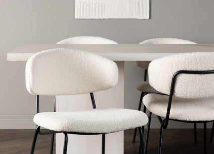 Venture Home Chico & Olga Matstolar 2-pack Vit + Rektangulära Matbord 200 x 90 Vit