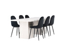 Venture Home Polar & Olga Matstolar 2-pack Svart + Rektangulära Matbord 200 x 90 Vit