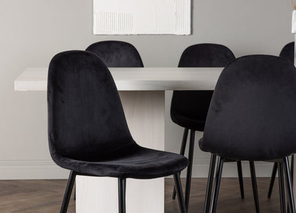 Venture Home Polar & Olga Matstolar 2-pack Svart + Rektangulära Matbord 200 x 90 Vit