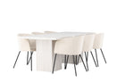Venture Home Berit & Olga Matstolar Beige + Rektangulära Matbord 200 x 90 Vit