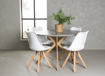 Venture Home Piazza & Zeno Runda Matbord ⌀120 Grå + Matstolar 2-pack Vit