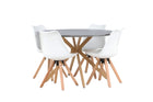 Venture Home Piazza & Zeno Runda Matbord ⌀120 Grå + Matstolar 2-pack Vit