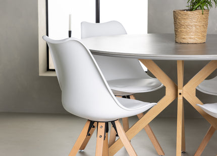 Venture Home Piazza & Zeno Runda Matbord ⌀120 Grå + Matstolar 2-pack Vit