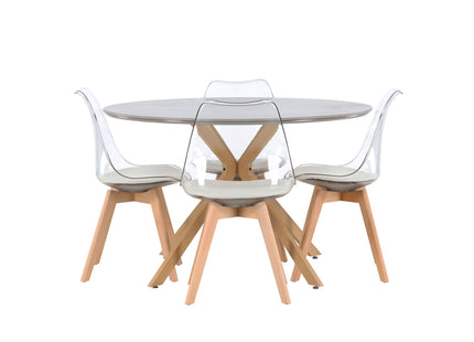 Venture Home Piazza & Edvin Runda Matbord ⌀120 Grå + Matstolar 2-pack Nature