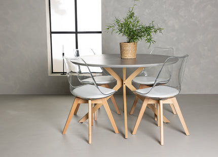 Venture Home Piazza & Edvin Runda Matbord ⌀120 Grå + Matstolar 2-pack Nature