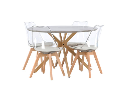 Venture Home Piazza & Edvin Runda Matbord ⌀120 Grå + Matstolar 2-pack Nature