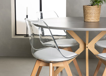 Venture Home Piazza & Edvin Runda Matbord ⌀120 Grå + Matstolar 2-pack Nature