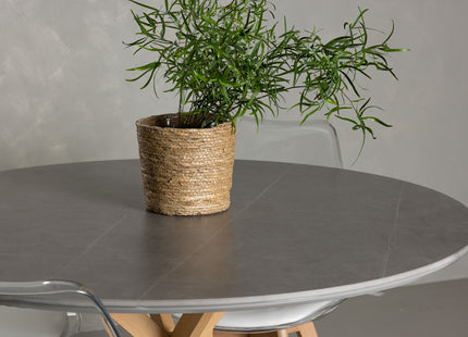 Venture Home Piazza & Edvin Runda Matbord ⌀120 Grå + Matstolar 2-pack Nature
