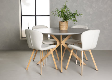 Venture Home Piazza & Lilja Runda Matbord ⌀120 Grå + Matstolar 2-pack Beige