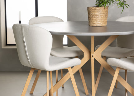 Venture Home Piazza & Lilja Runda Matbord ⌀120 Grå + Matstolar 2-pack Beige