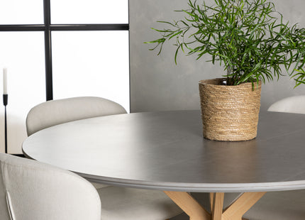 Venture Home Piazza & Lilja Runda Matbord ⌀120 Grå + Matstolar 2-pack Beige