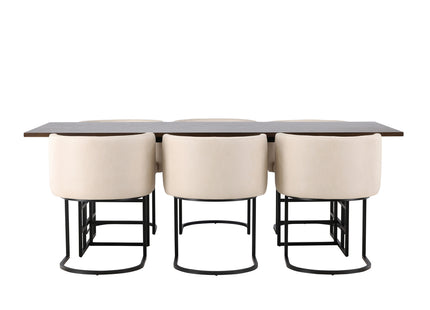 Furniture Fashion Simrishamn & Ystad Matstolar Beige + Rektangulära Matbord 220 x 100 Mocca