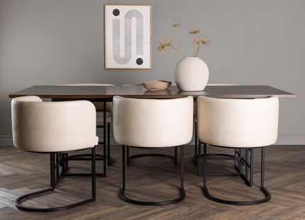 Furniture Fashion Simrishamn & Ystad Matstolar Beige + Rektangulära Matbord 220 x 100 Mocca