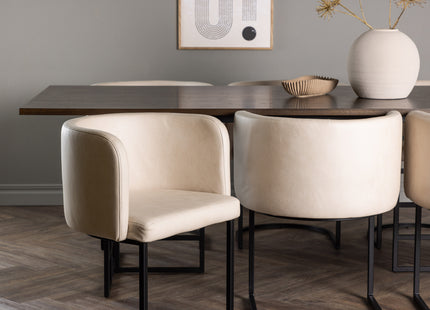 Furniture Fashion Simrishamn & Ystad Matstolar Beige + Rektangulära Matbord 220 x 100 Mocca